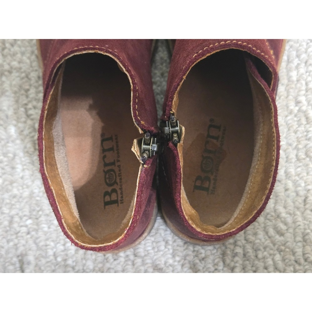 Born Tora Ankle Boots Womens 8 Dark Red Distressed Suede Leather NWOT - Picture 6 of 8